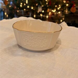 Lenox Cream Floral Bowl with Gold Accent